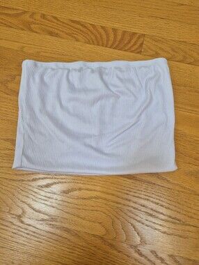 Mixmatchy Ribbed Strapless Tube Top White Size Medium